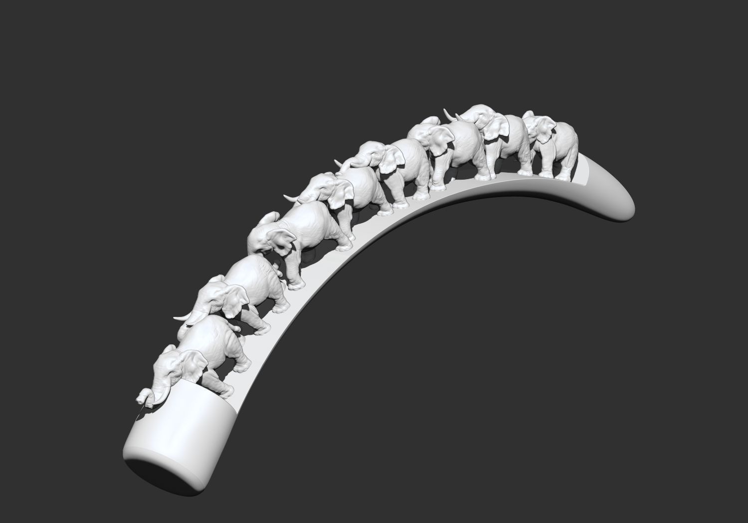 Carved Ivory Elephant Bridge 3d printable model tusk V1 3D print model_8