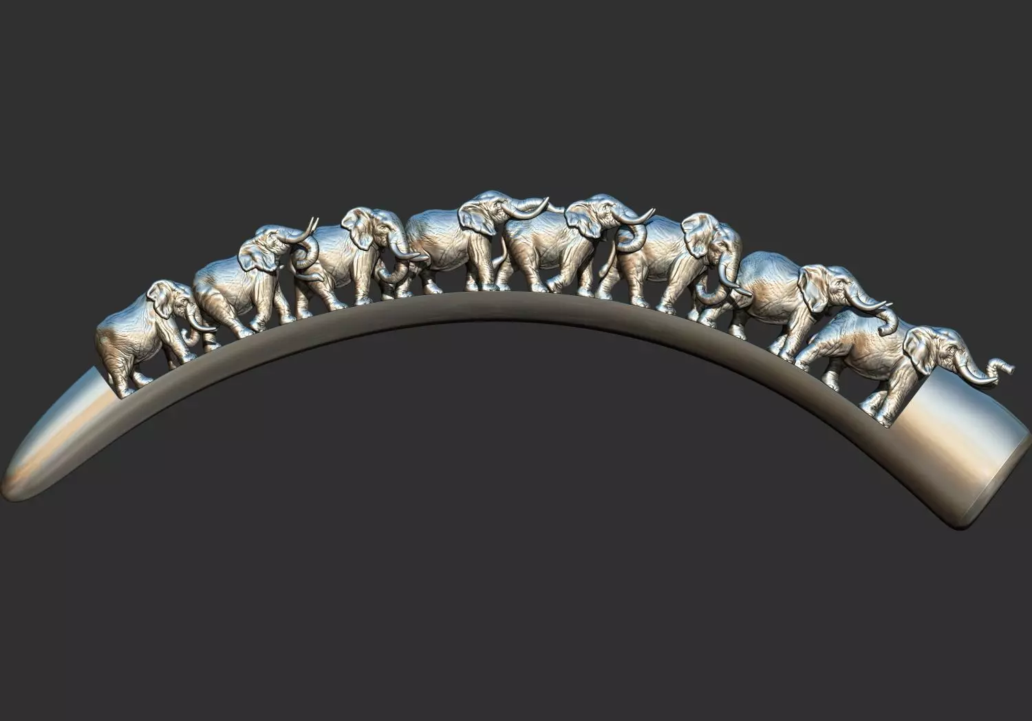 Carved Ivory Elephant Bridge 3d printable model tusk V1 3D print model_0
