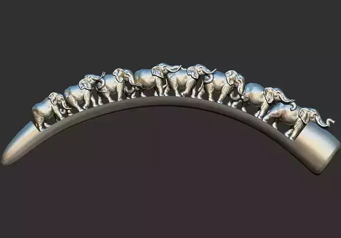 Carved Ivory Elephant Bridge 3d printable model tusk V1 3D print model