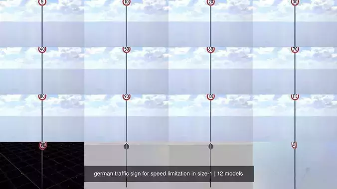 german traffic sign for speed limitation in size-1 3D Model Collection