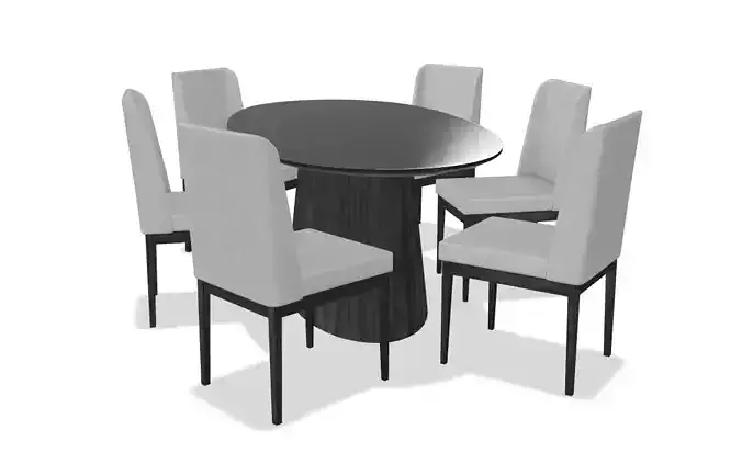 Contemporary Round Dining Set for Six - MESA CON SILLAS