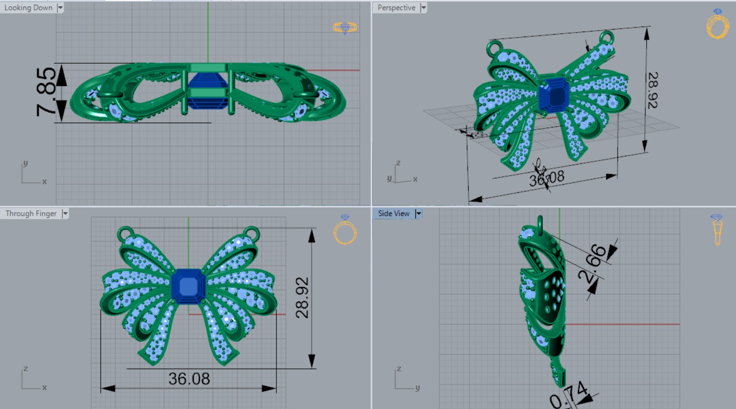 Bow tie pendant jp0004 3D print model_7