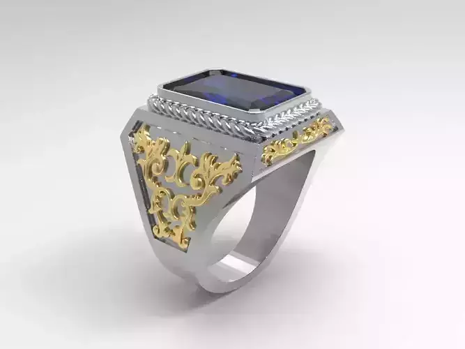 Man ring with radiant gem many sizes 3D print model
