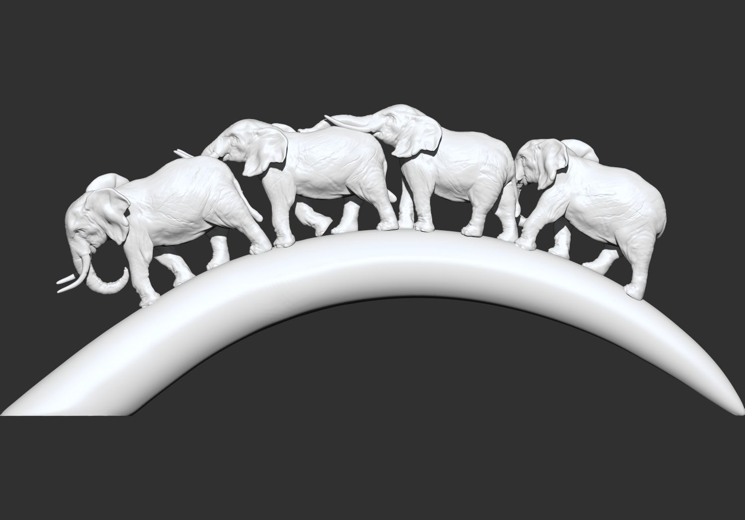 Carved Ivory Elephant Bridge 3d printable model tusk V2 3D print model_3