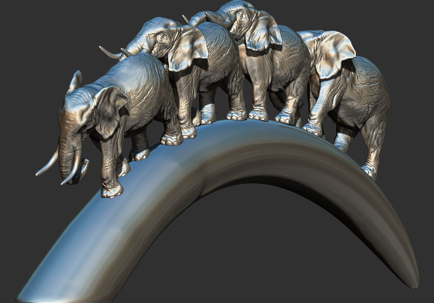 Carved Ivory Elephant Bridge 3d printable model tusk V2 3D print model_7