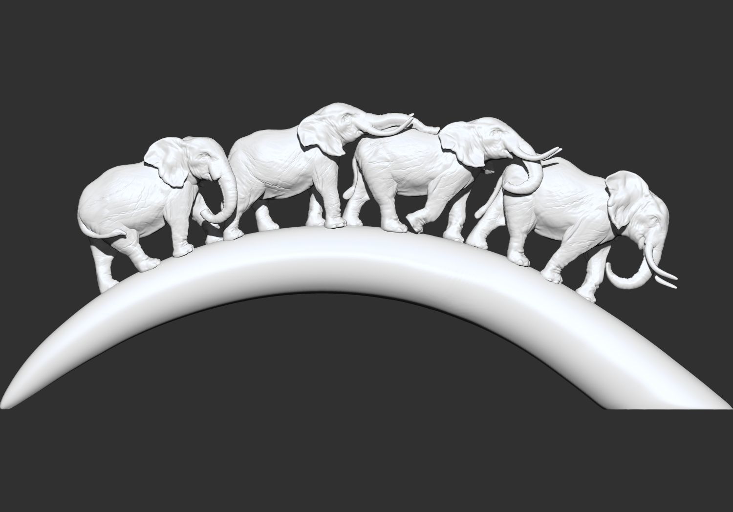 Carved Ivory Elephant Bridge 3d printable model tusk V2 3D print model_6