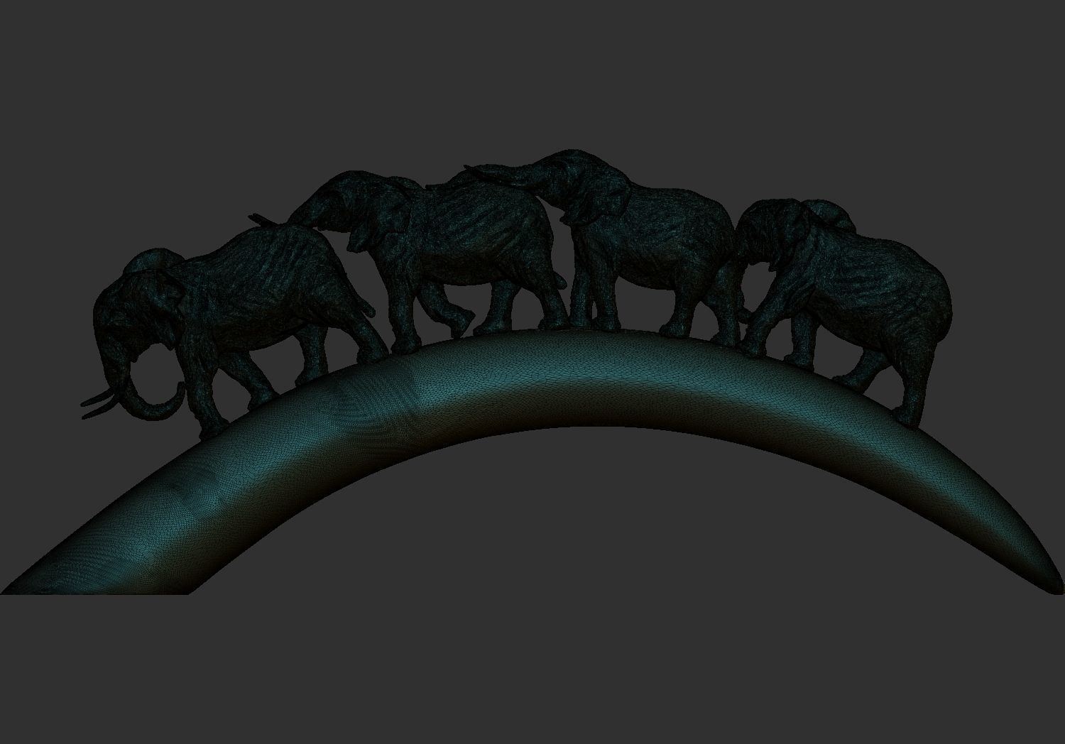Carved Ivory Elephant Bridge 3d printable model tusk V2 3D print model_9
