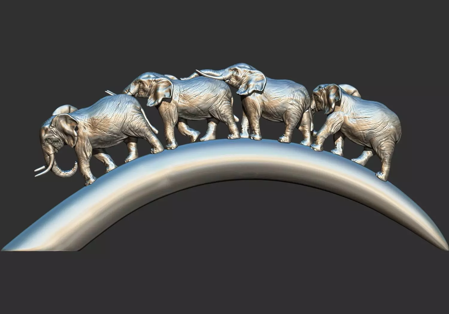 Carved Ivory Elephant Bridge 3d printable model tusk V2 3D print model_0
