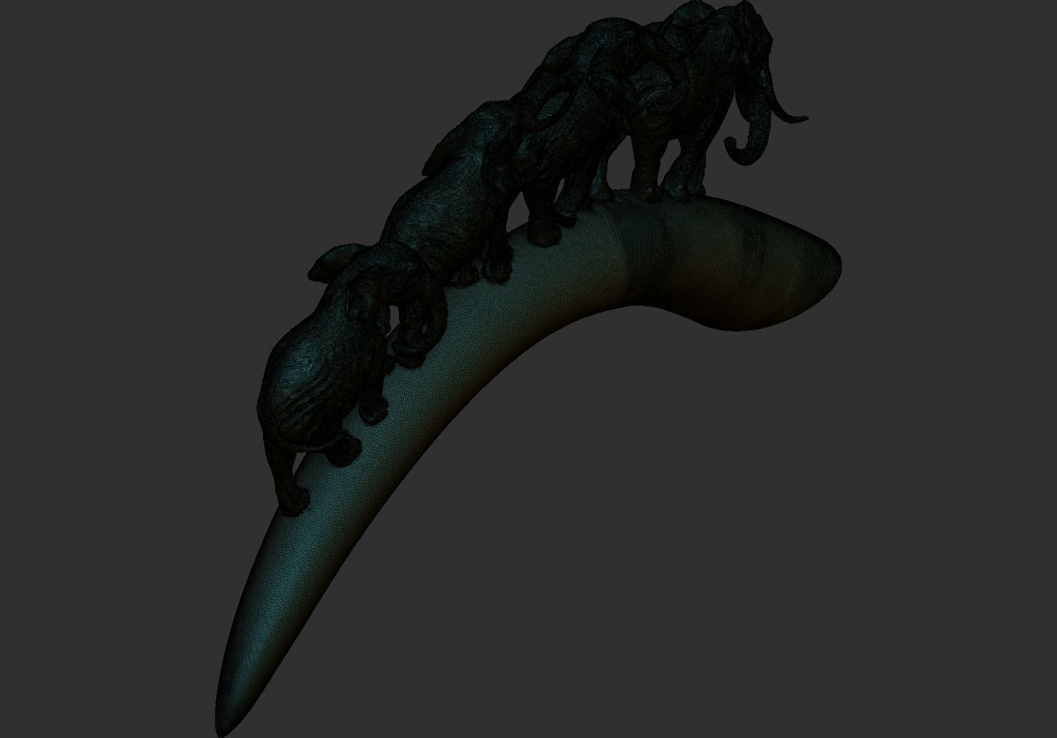 Carved Ivory Elephant Bridge 3d printable model tusk V2 3D print model_10