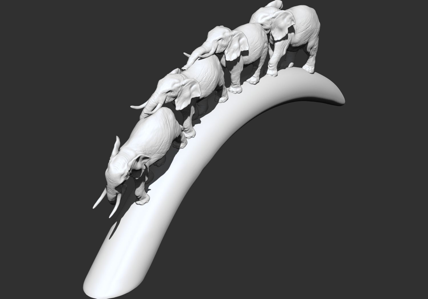 Carved Ivory Elephant Bridge 3d printable model tusk V2 3D print model_5