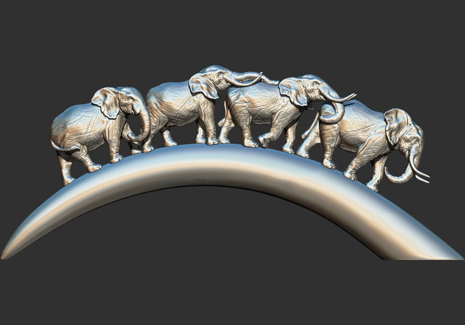 Carved Ivory Elephant Bridge 3d printable model tusk V2 3D print model_1