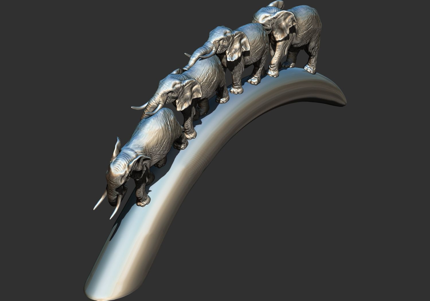 Carved Ivory Elephant Bridge 3d printable model tusk V2 3D print model_8