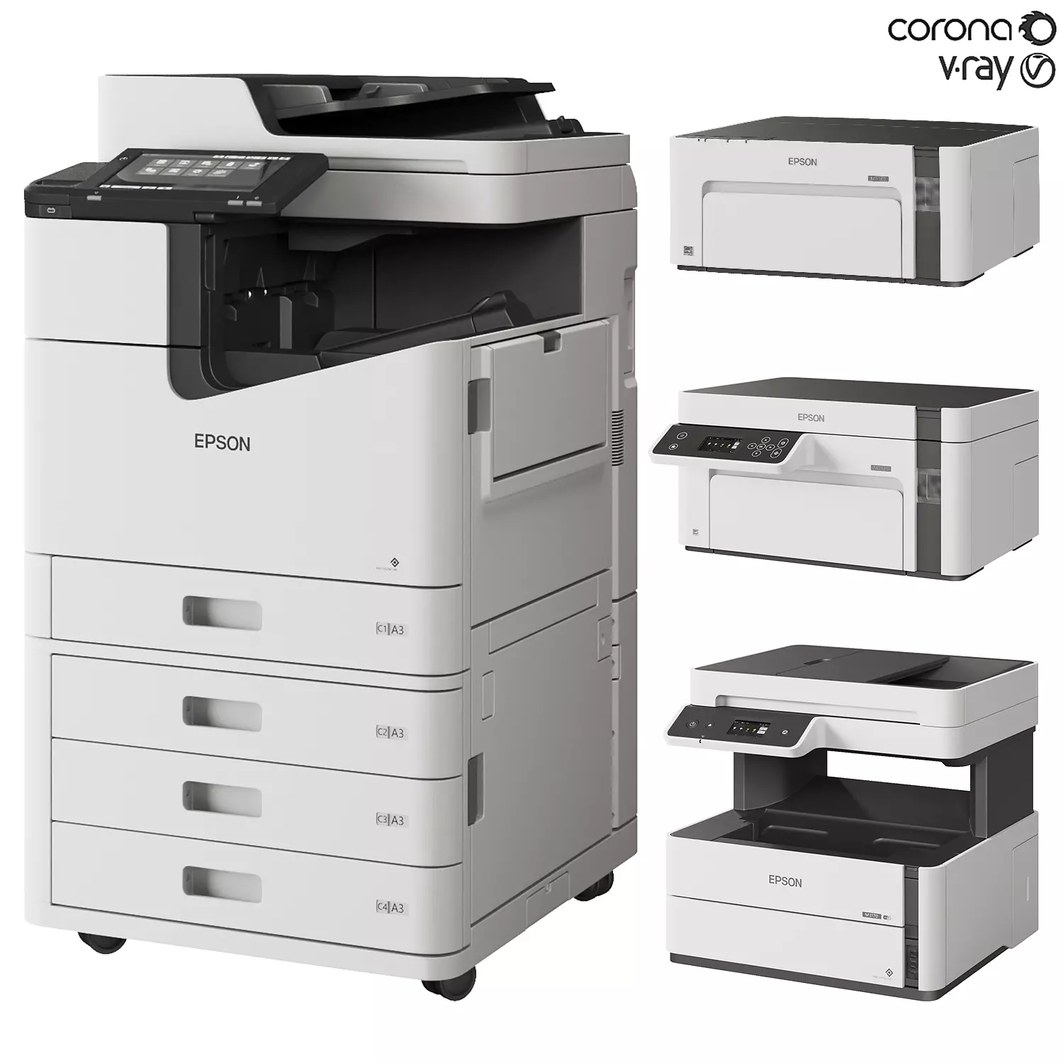 Epson Printer Set 2 3D model_0