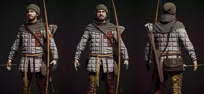 Medieval archer Low-poly 3D model