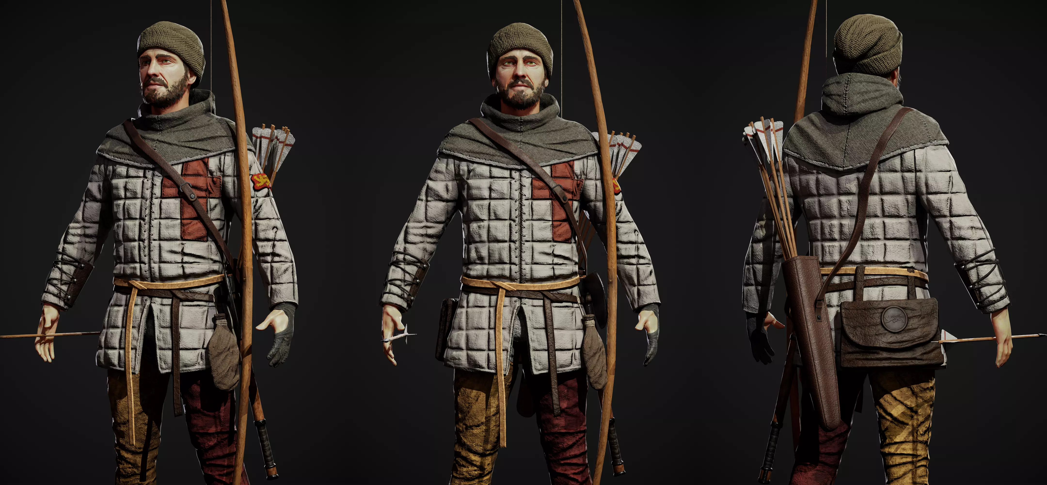 Medieval archer Low-poly 3D model