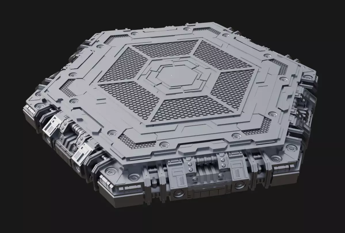 Hexagon Stand Base Diorama Scifi Model A 3D print model_0