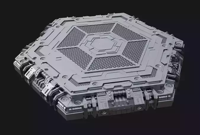 Hexagon Stand Base Diorama Scifi Model A