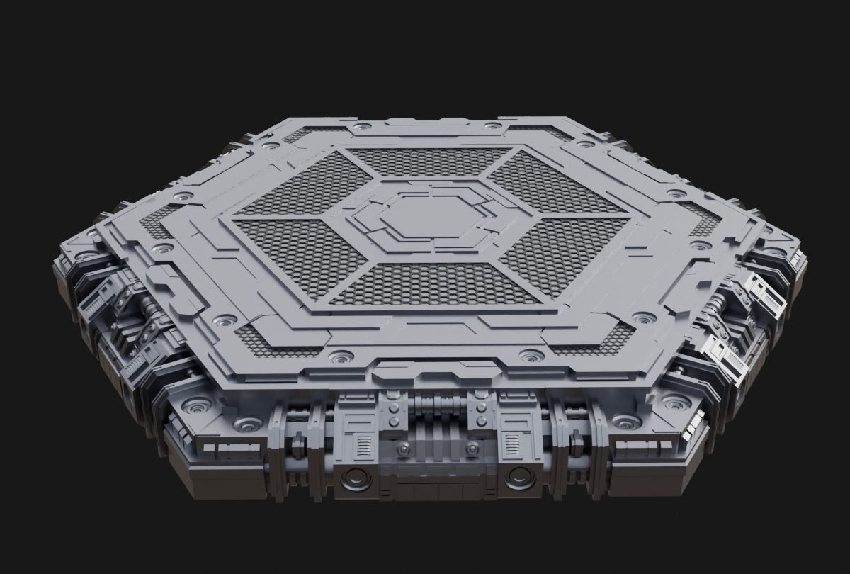 Hexagon Stand Base Diorama Scifi Model A 3D print model_1