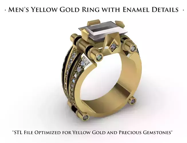 Mens  ring with enamel details 3D print model