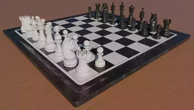 4K High Polly Black-White Chess Set