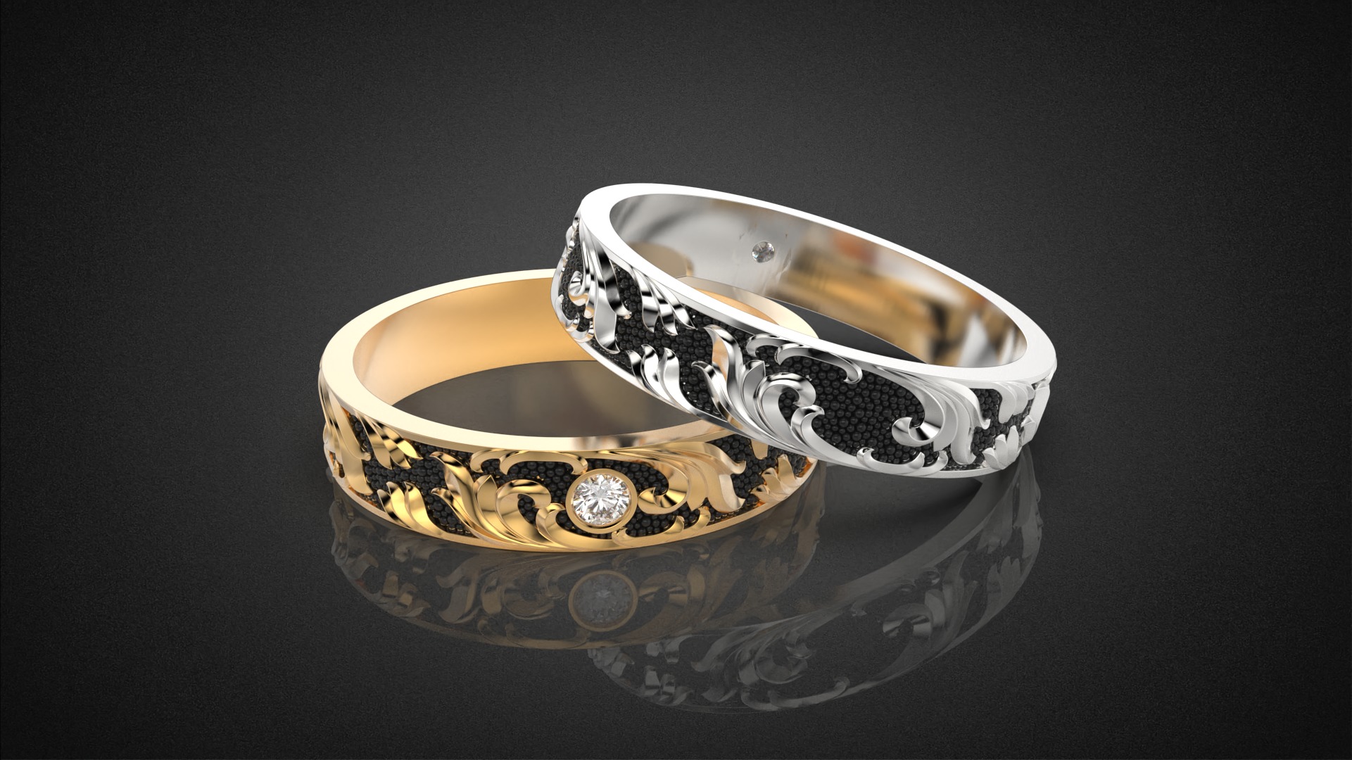 Gemstone ring Golden Ratio R57 all sizes 3D print model_5