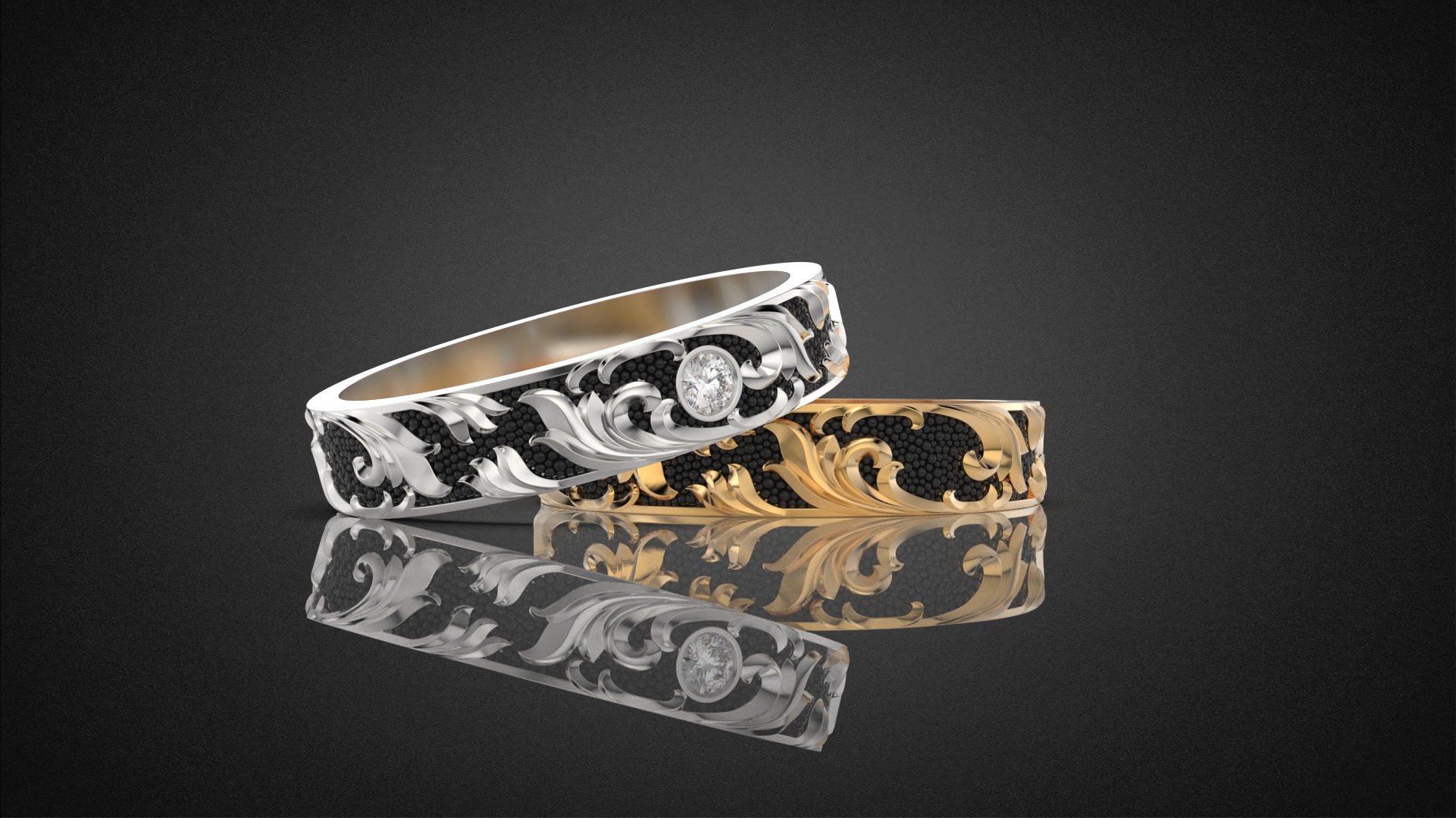 Gemstone ring Golden Ratio R57 all sizes 3D print model_1