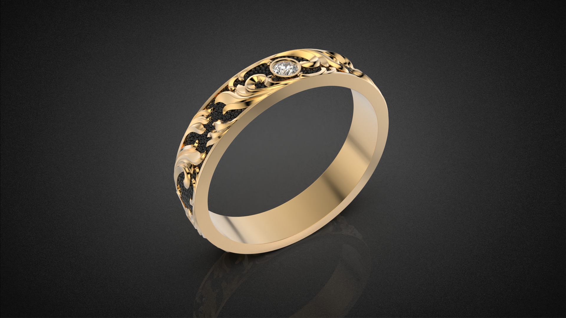 Gemstone ring Golden Ratio R57 all sizes 3D print model_6