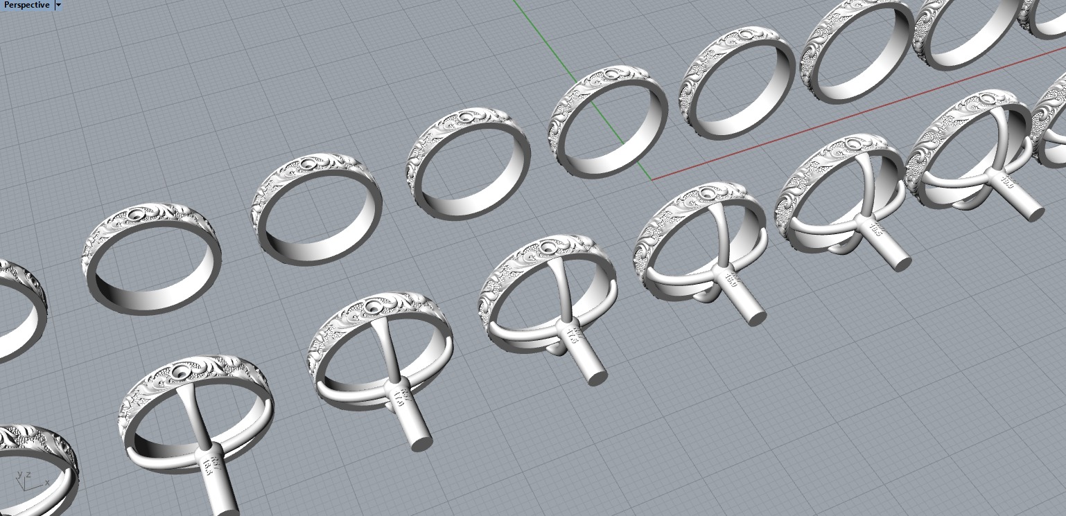 Gemstone ring Golden Ratio R57 all sizes 3D print model_3