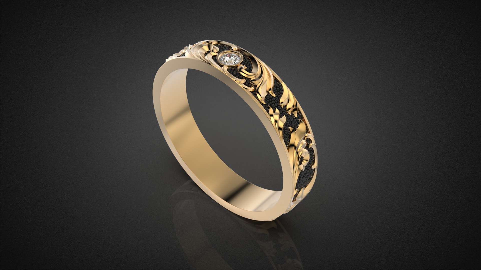 Gemstone ring Golden Ratio R57 all sizes 3D print model_8