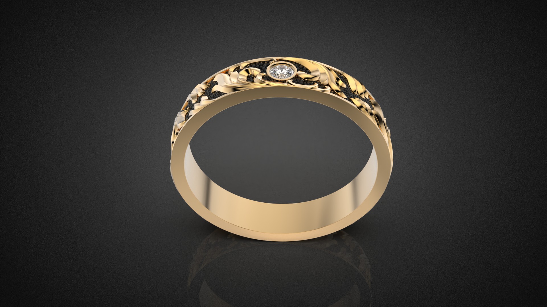 Gemstone ring Golden Ratio R57 all sizes 3D print model_7
