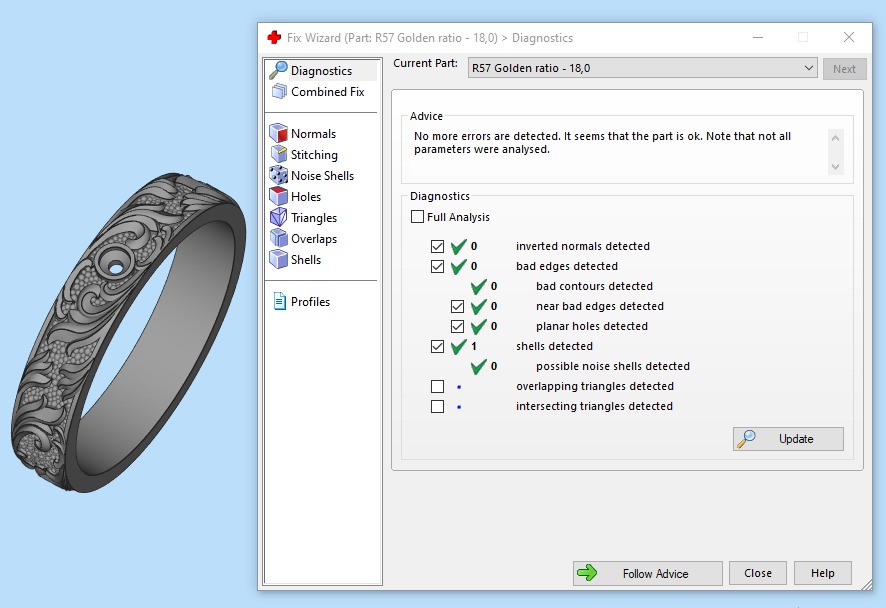 Gemstone ring Golden Ratio R57 all sizes 3D print model_4