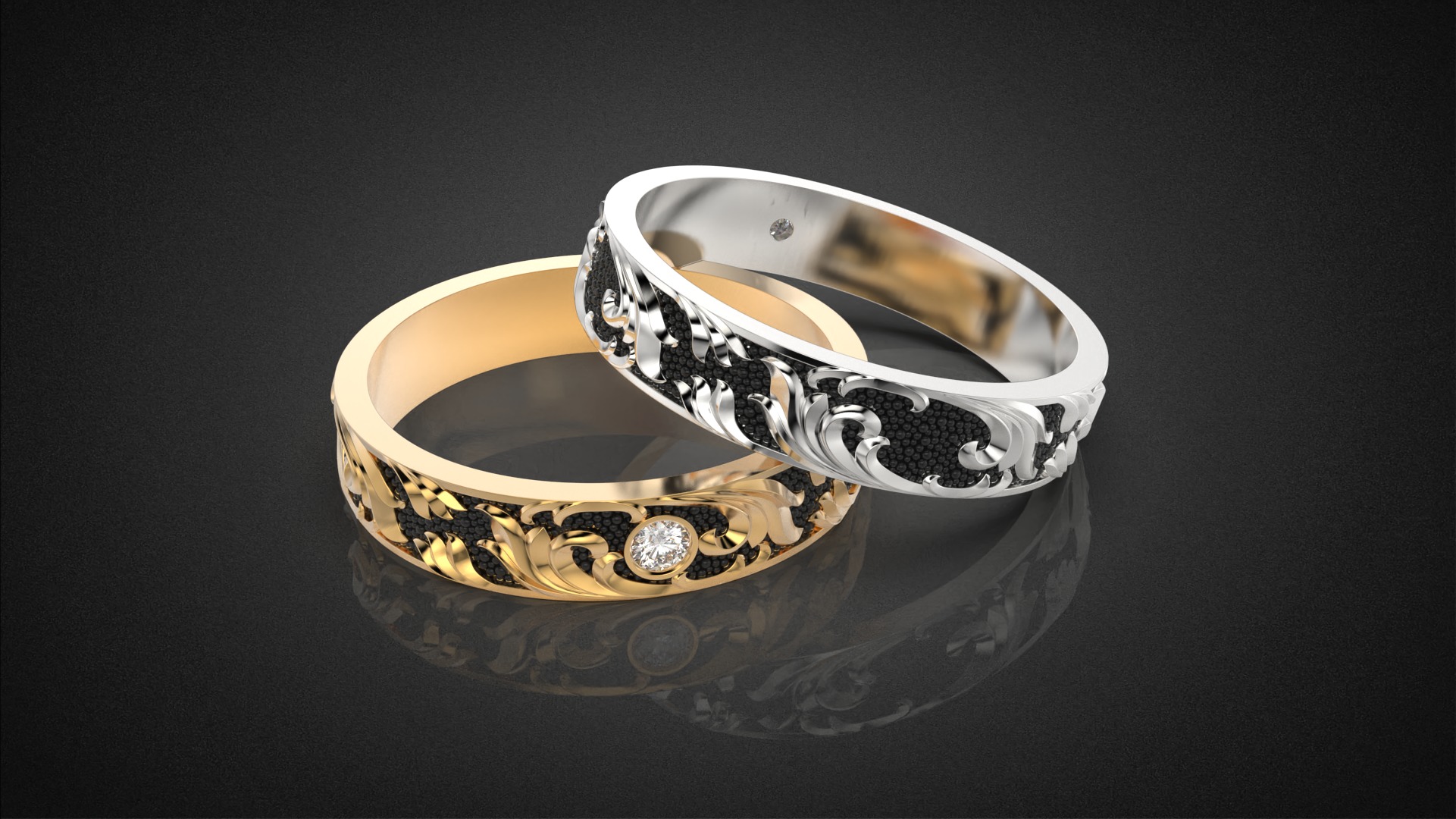 Gemstone ring Golden Ratio R57 all sizes 3D print model_20