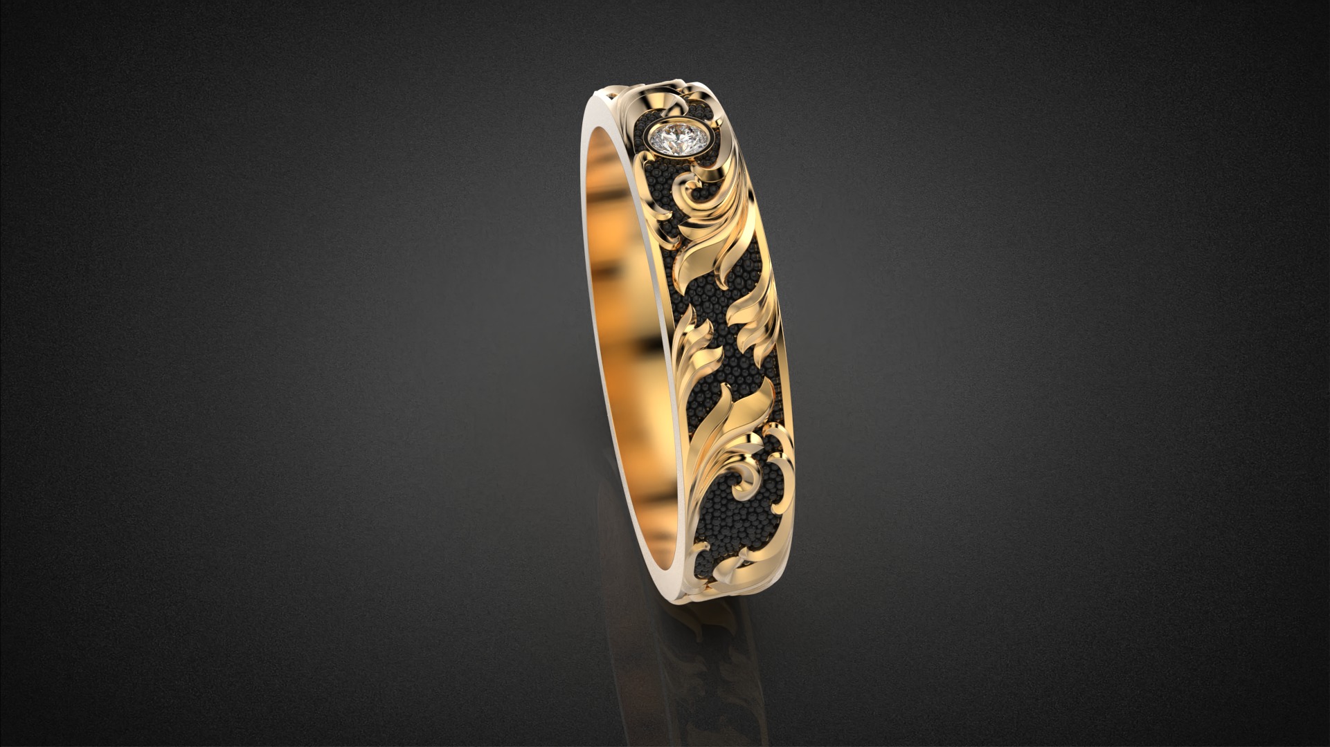 Gemstone ring Golden Ratio R57 all sizes 3D print model_11