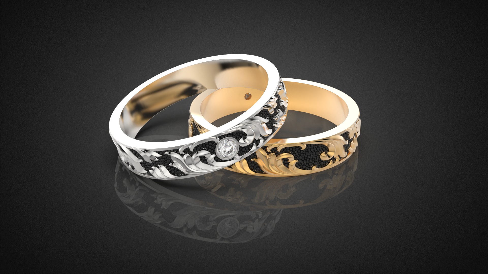 Gemstone ring Golden Ratio R57 all sizes 3D print model_21