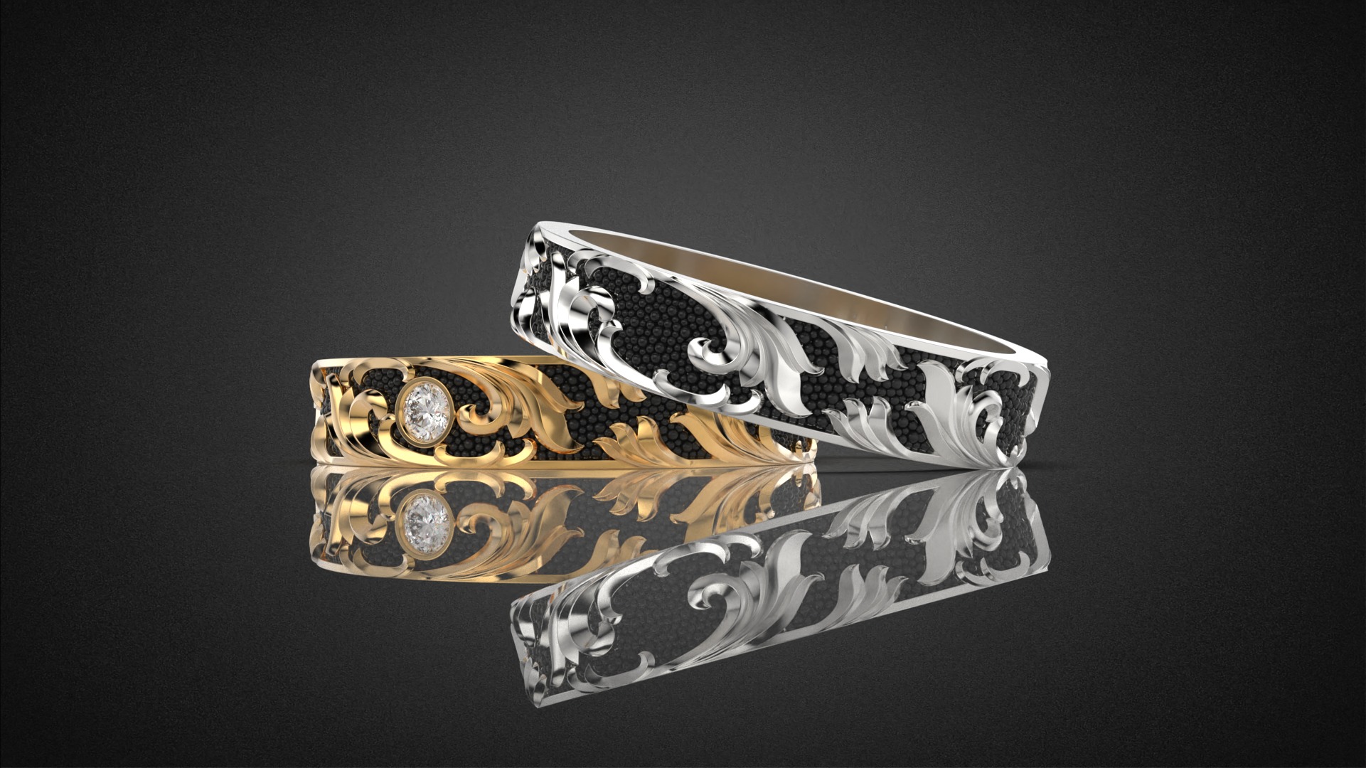 Gemstone ring Golden Ratio R57 all sizes 3D print model_24