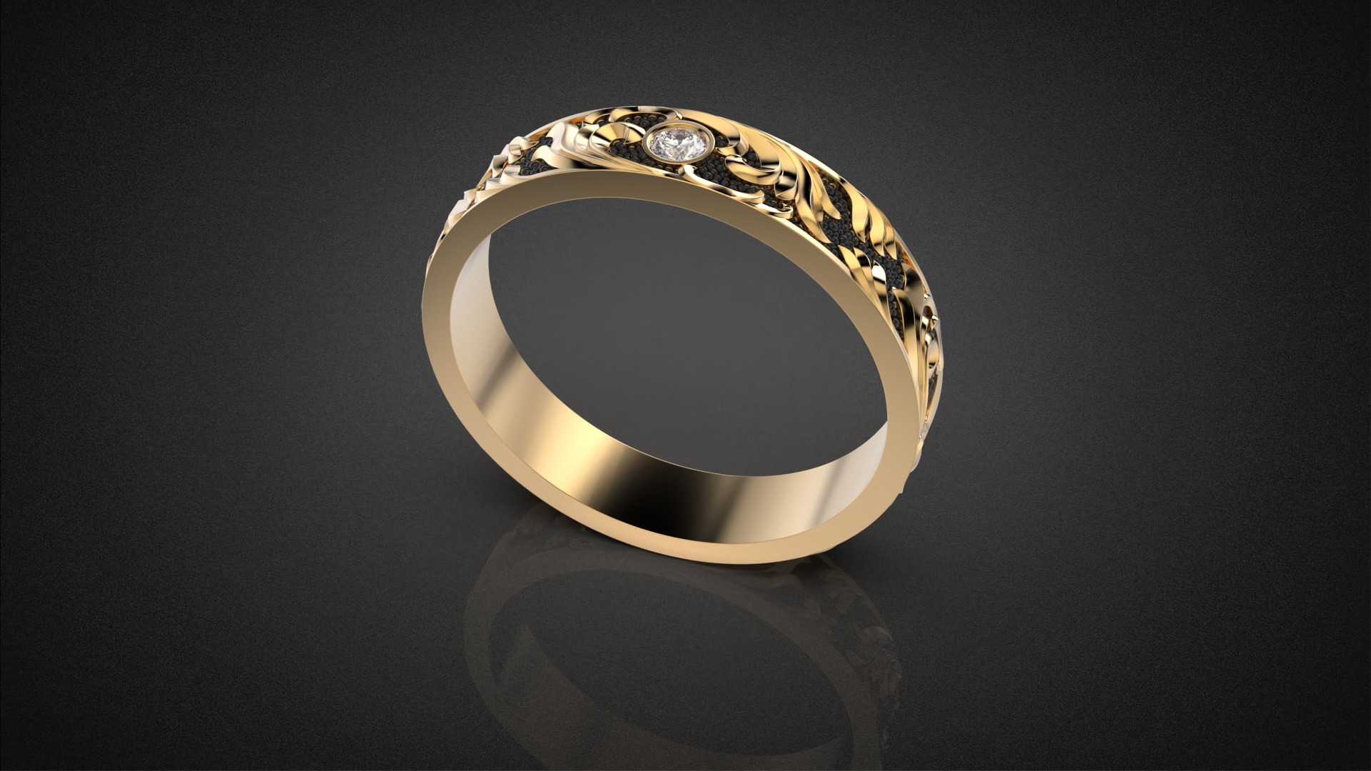Gemstone ring Golden Ratio R57 all sizes 3D print model_10