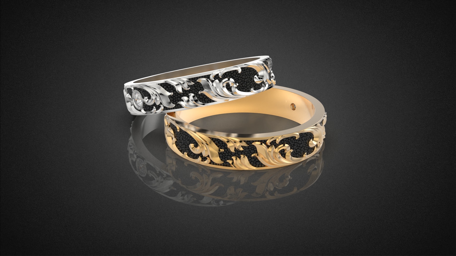 Gemstone ring Golden Ratio R57 all sizes 3D print model_22