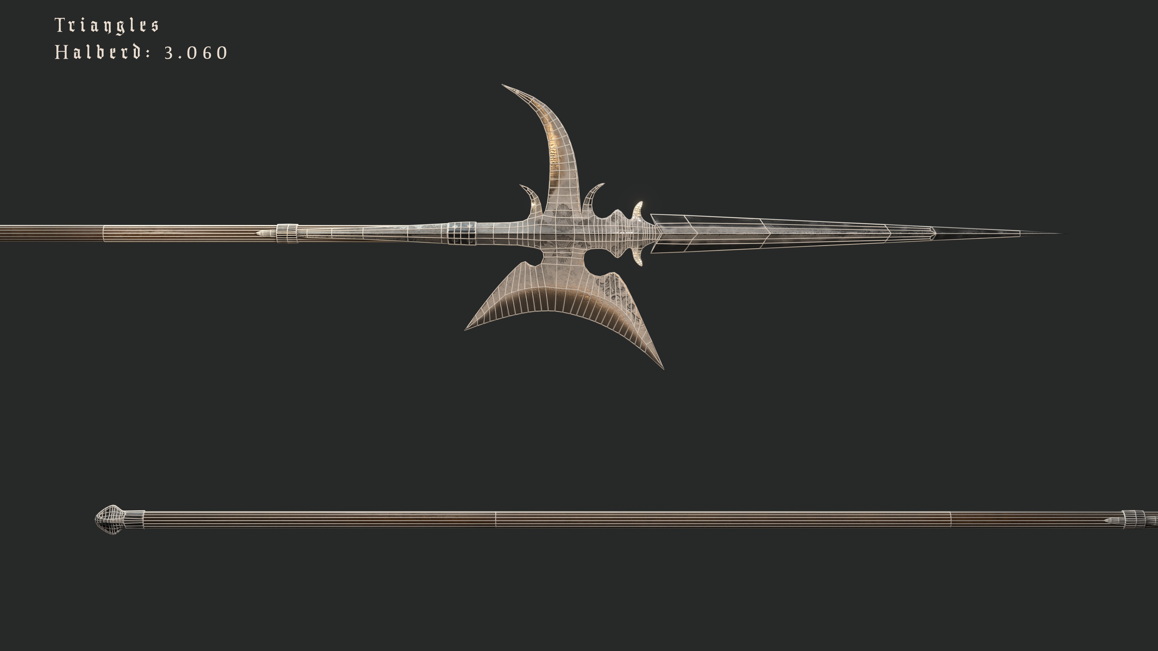 Halberd-Pike-Spear-Pikeaxe Low-poly 3D model_3