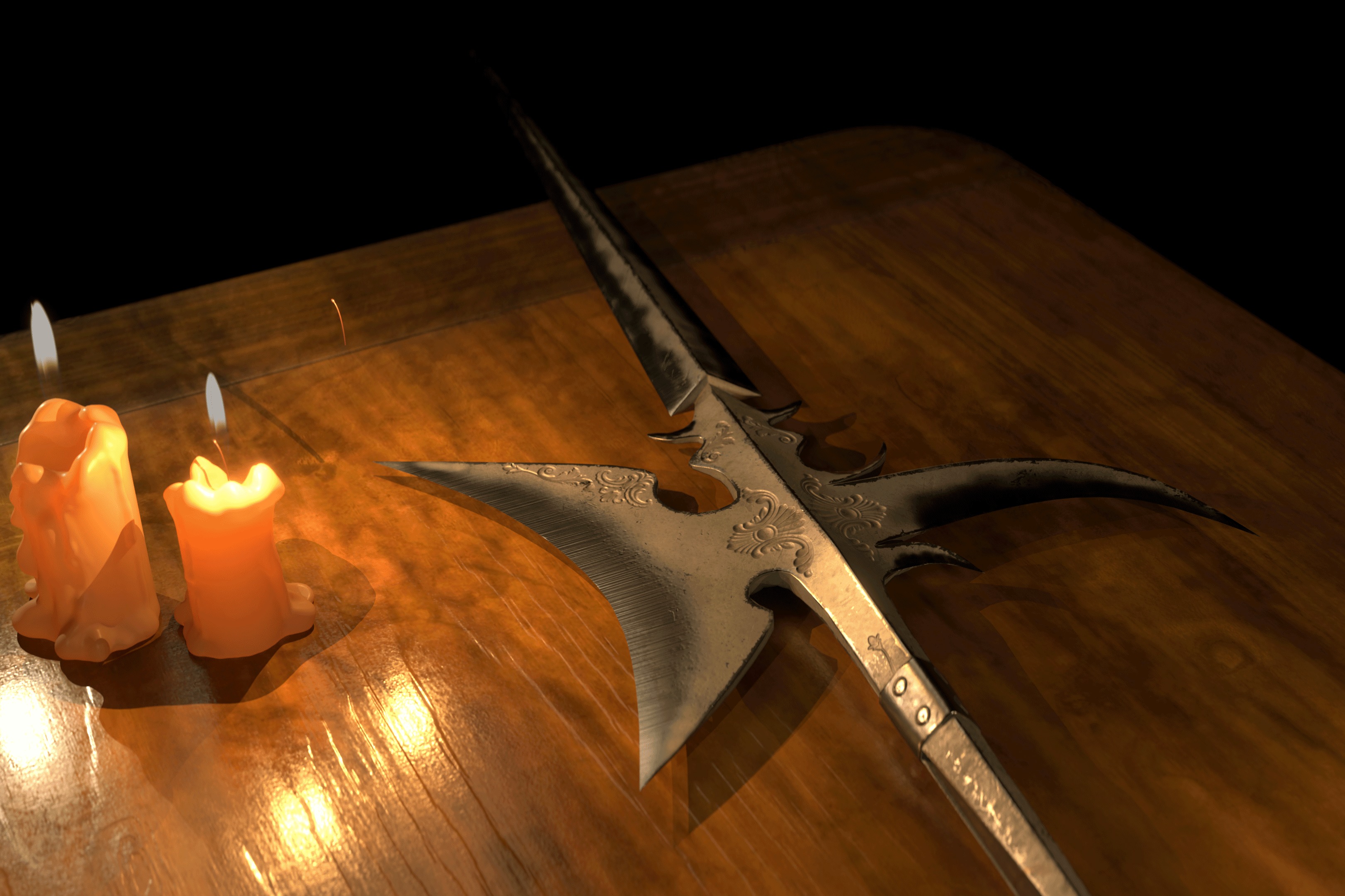 Halberd-Pike-Spear-Pikeaxe Low-poly 3D model_1