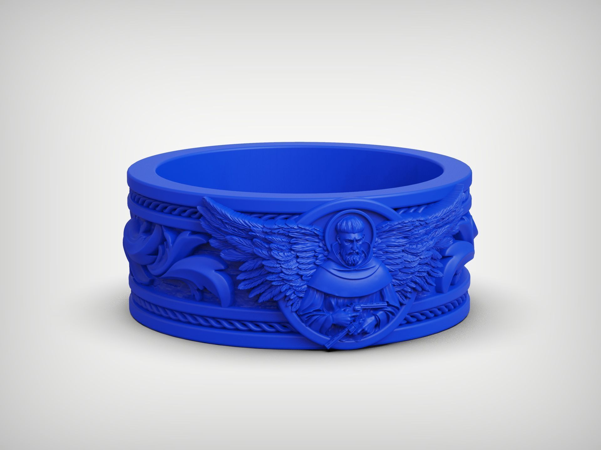 Benedictine Monk wings guns band ring 3D print model_4