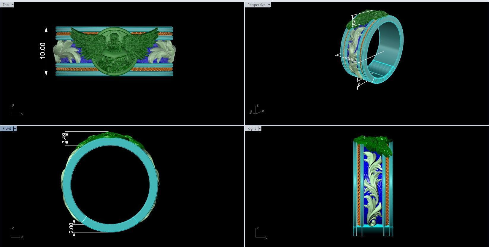 Benedictine Monk wings guns band ring 3D print model_6