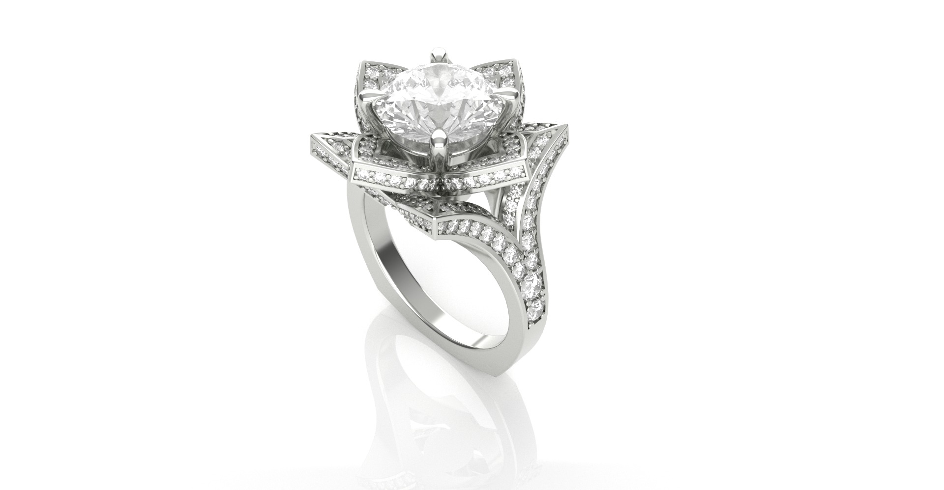 Floral Engagement Ring 3D print model_3