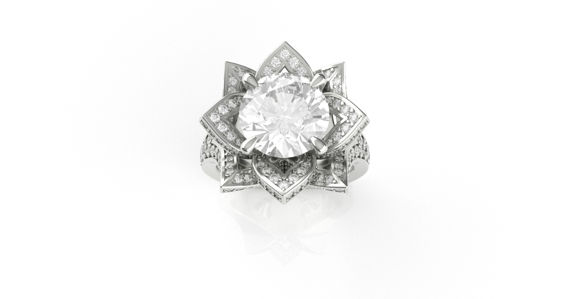 Floral Engagement Ring 3D print model_1