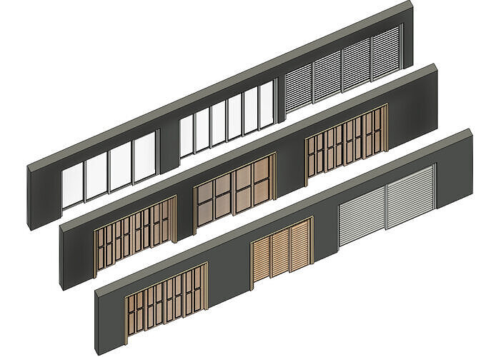 Sliding door set Parametric Revit family Volume02 3D model