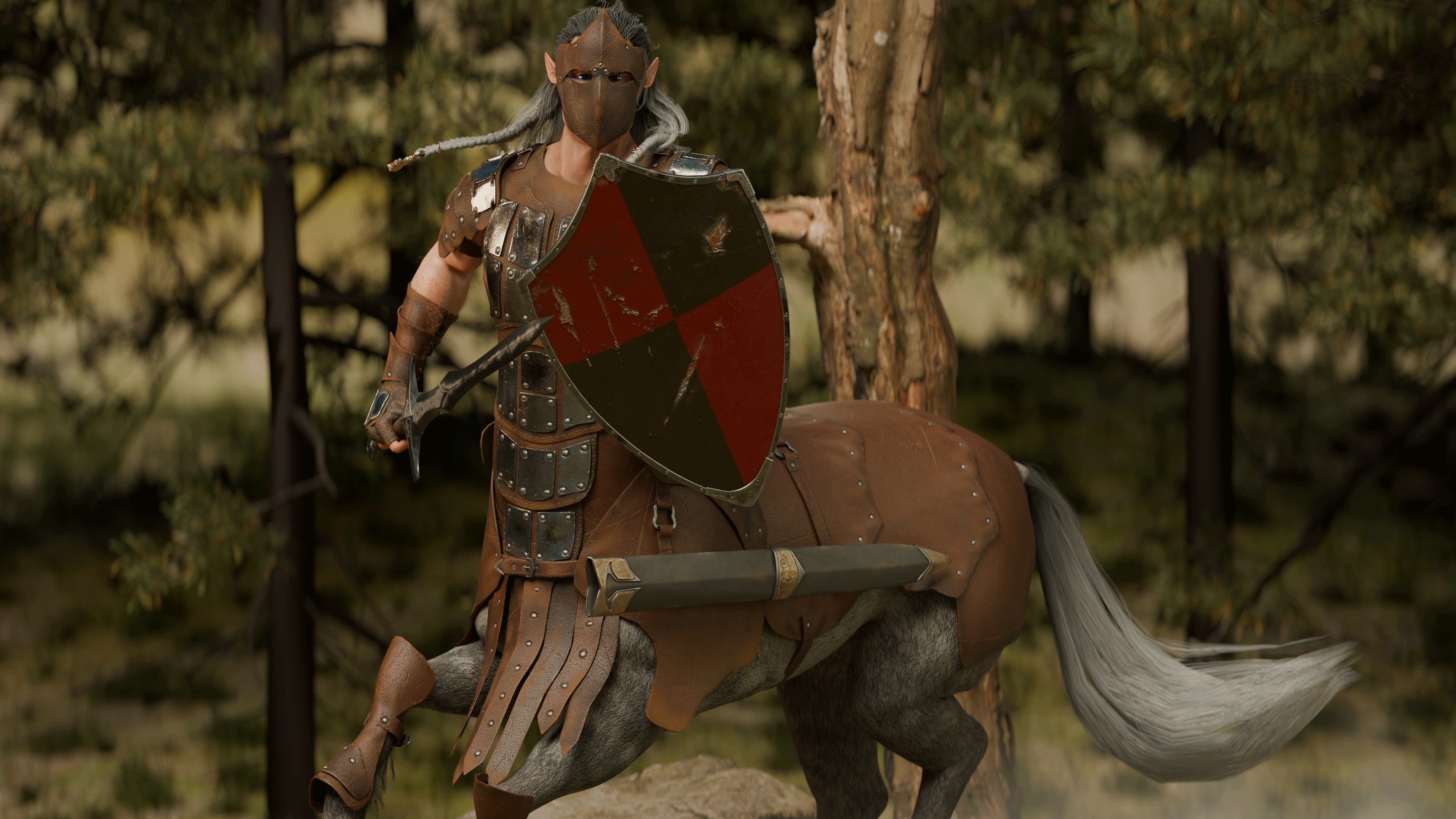 Cantaur Warrior-Warrior-Berserk-Centaur Low-poly 3D model_8