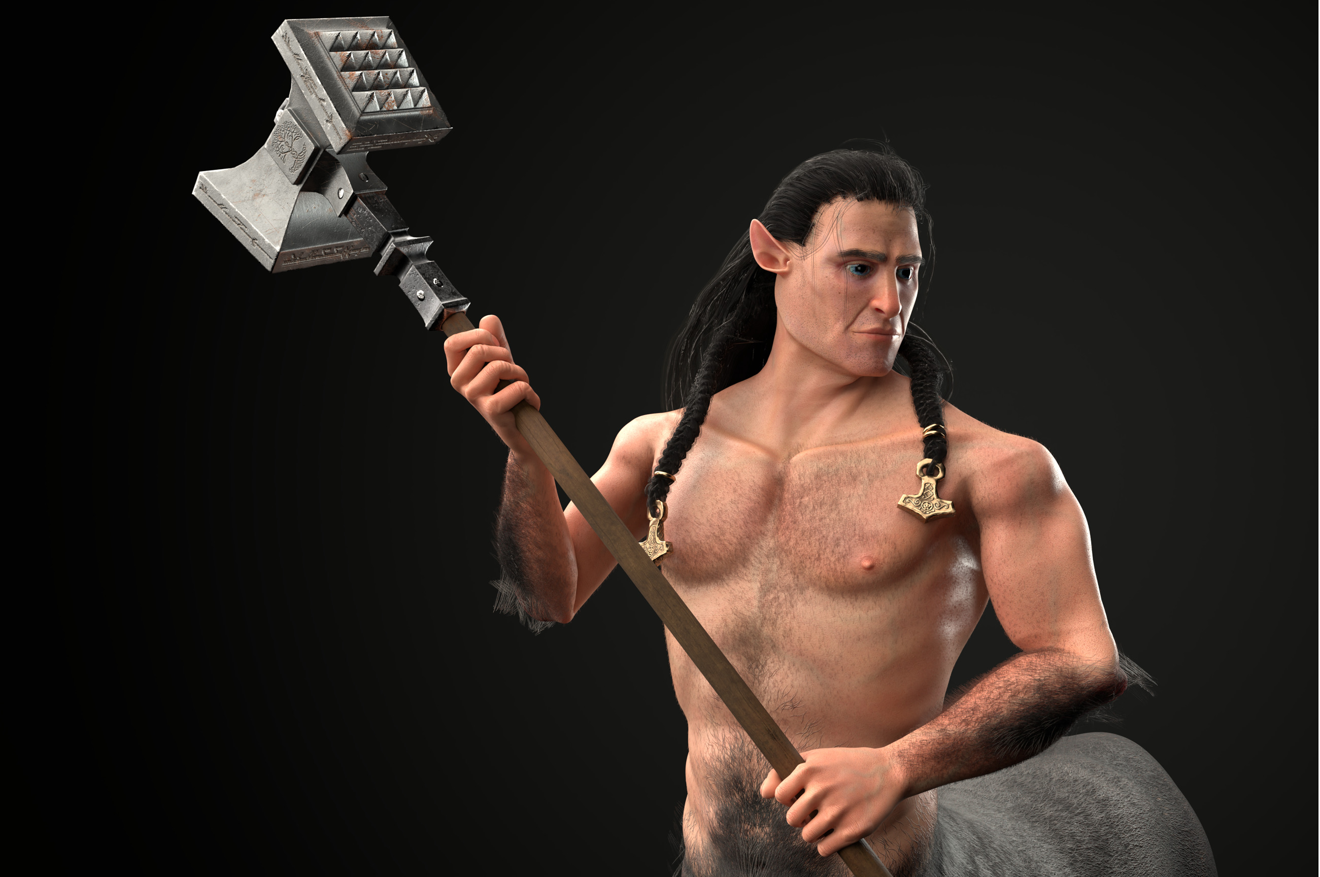 Cantaur Warrior-Warrior-Berserk-Centaur Low-poly 3D model_14