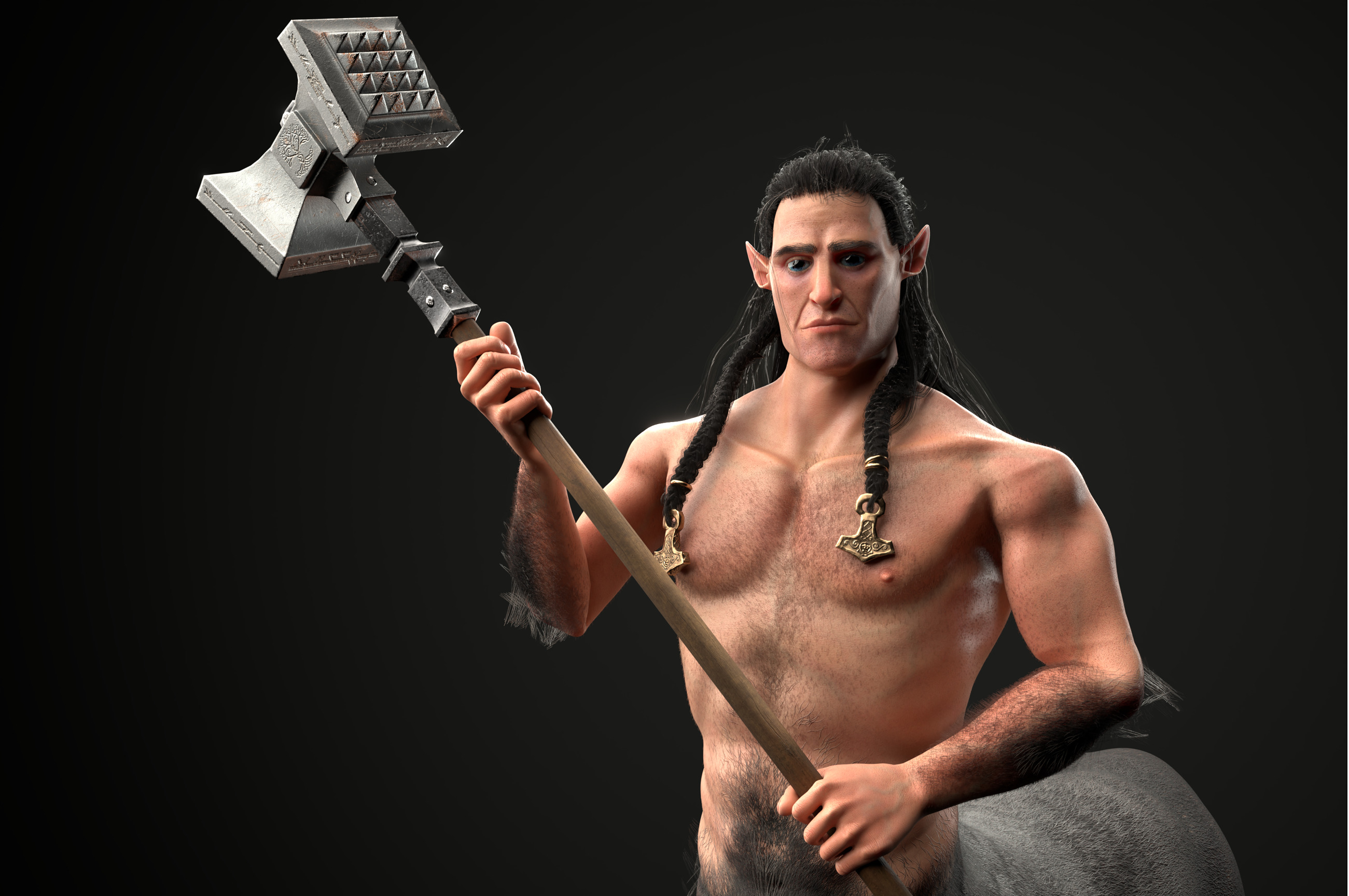 Cantaur Warrior-Warrior-Berserk-Centaur Low-poly 3D model_15
