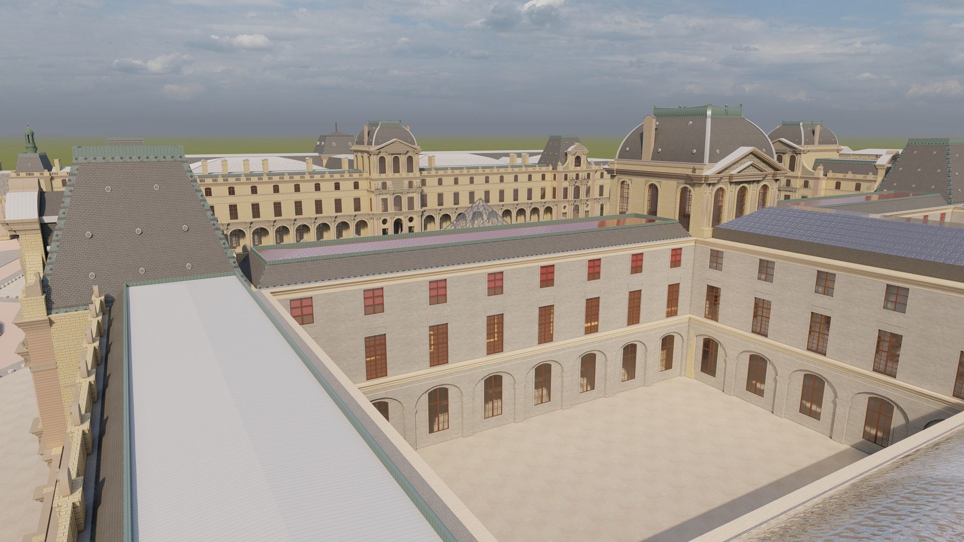 Louvre museum with interior 3D model_34