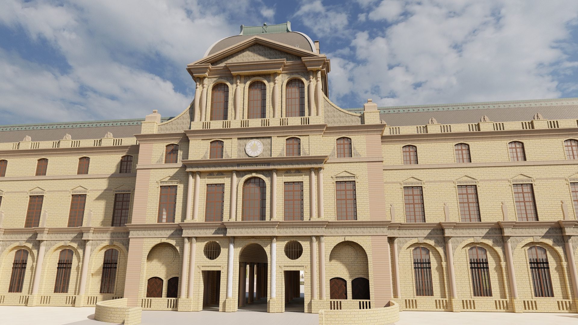 Louvre museum with interior 3D model_14