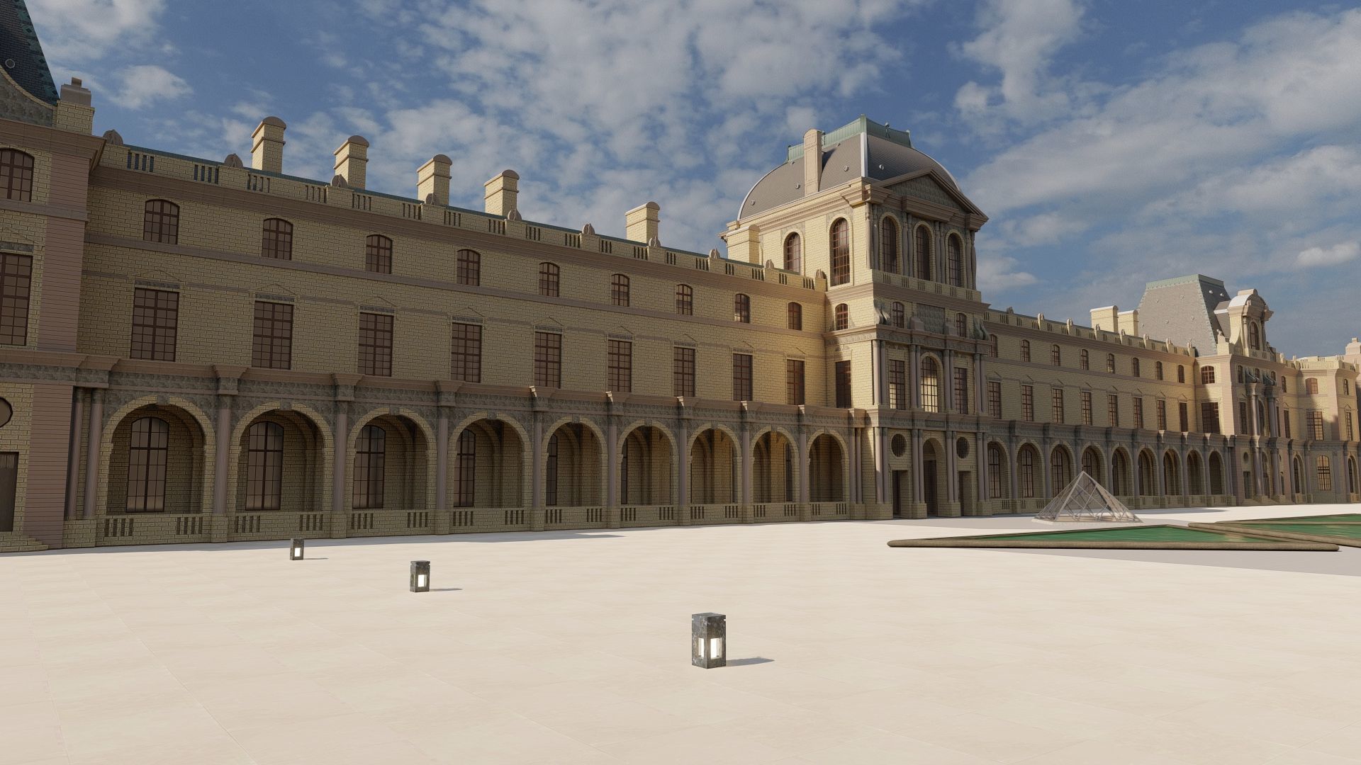 Louvre museum with interior 3D model_9